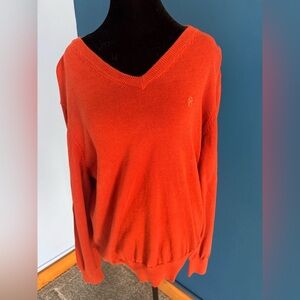 IZOD Women’s Orange V-Neck Sweater Size M Pullover
